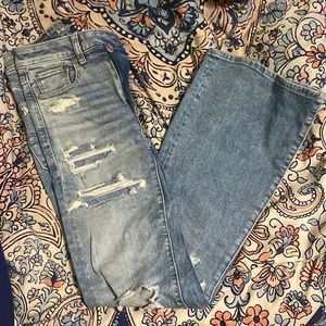 American eagle next level ripped super high waisted flare jeans